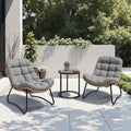 Buiten-papasanstoelen met kussen, comfortabele terrassenstoelen van PE-rattan met bijzettafel