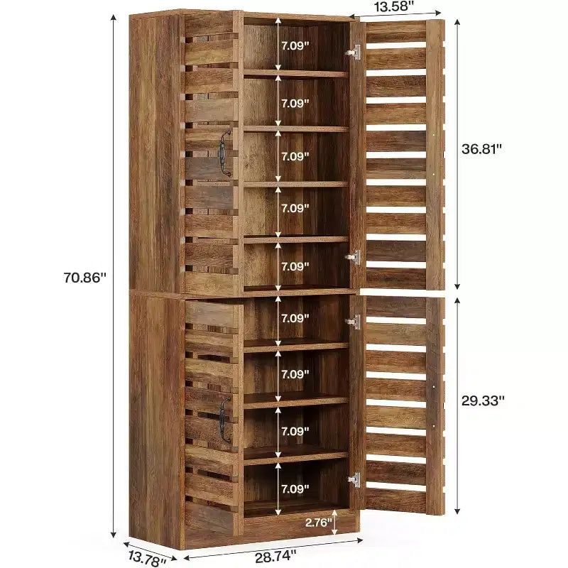 Lantine 70.8 hoher Schuhschrank mit Lamellentüren, 9 Ebenen, Platz für 27 Paar Schuhe