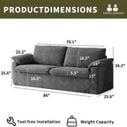 Dyonery 86 Cloud 2-Sitzer-Sofa, tiefe Sitzfläche und breite Armlehnenkissen, stabiler Rahmen, atmungsaktives ergonomisches Design