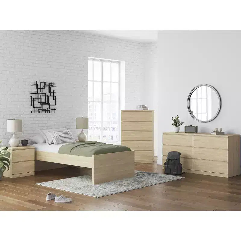 Signature Design by Ashley moderne Onita-Kommode mit 6 Schubladen, Kommode aus Holz in Naturbraun ohne Beschläge