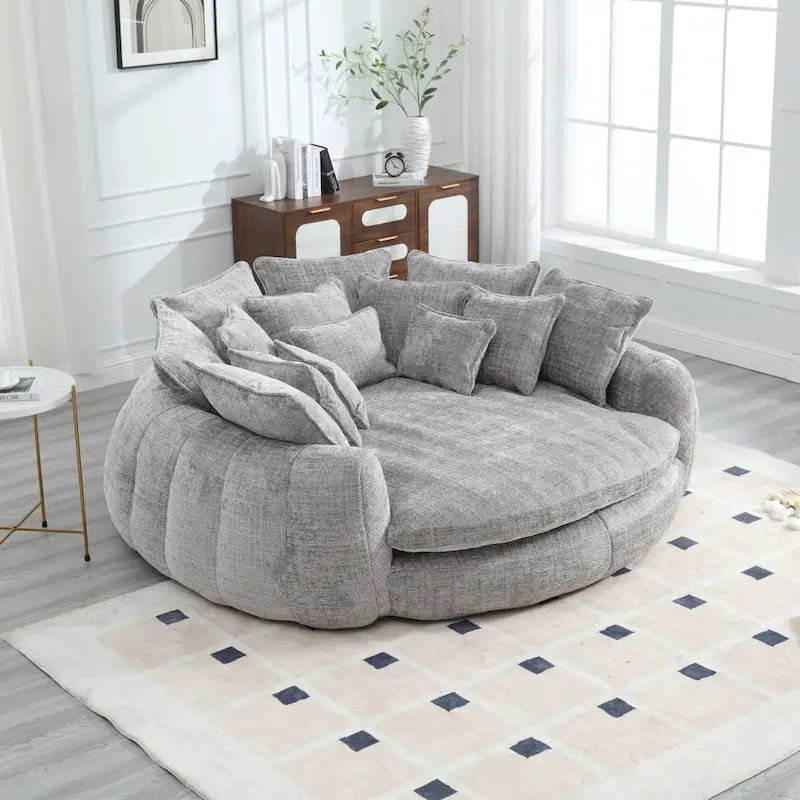 Comfortabele tweezits slaapbank met afgeronde rugleuning, extra grote slaapbank met armleuningen