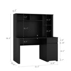 Moderner Computertisch mit Aufsatz und Bücherregal, 51.18IN, Bürotisch mit viel Stauraum, Schreibtisch für Arbeitszimmer und Leseraum