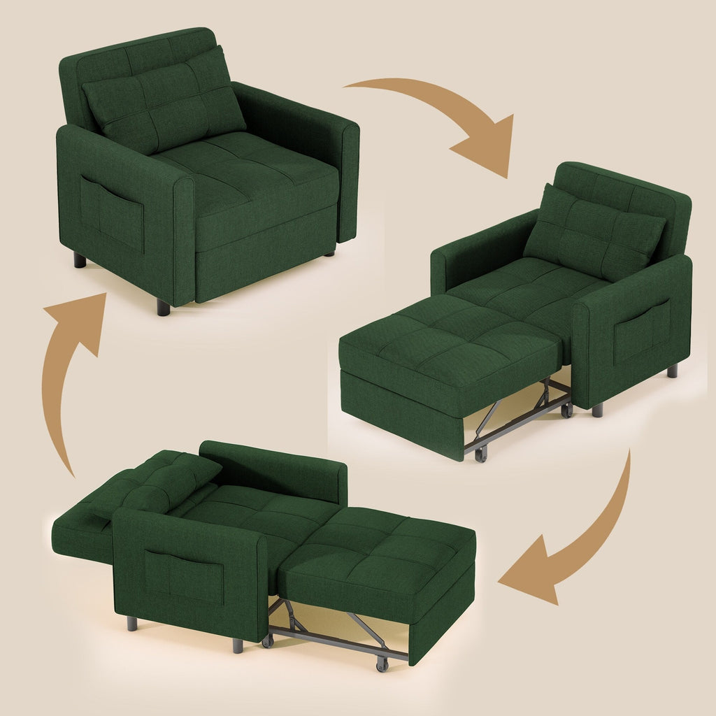 Canapé-lit convertible 3 en 1 avec réglage ajustable, fauteuil-canapé avec lit escamotable, lit pliant convertible pour le salon