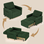 Canapé-lit convertible 3 en 1 avec réglage ajustable, fauteuil-canapé avec lit escamotable, lit pliant convertible pour le salon