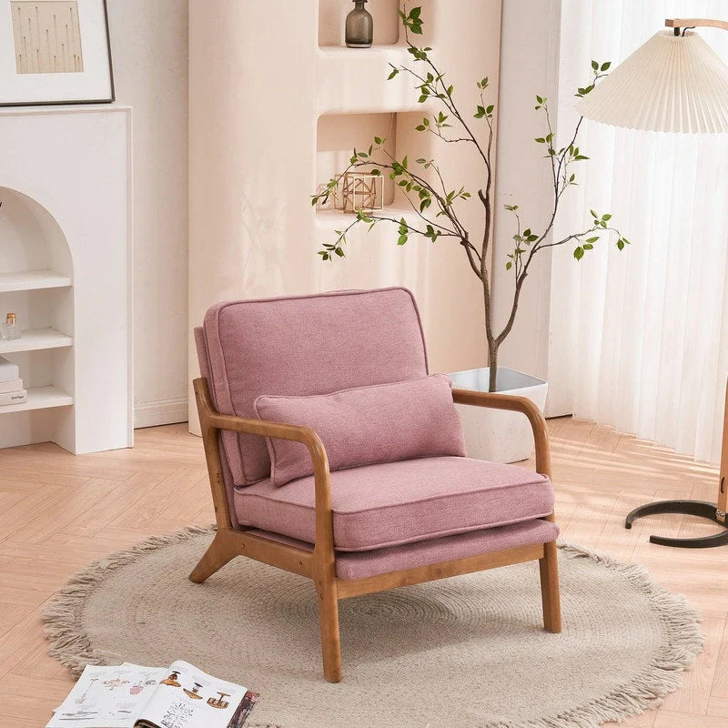 Tapicerowany fotel akcentowy w stylu mid-century modern