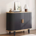 40' geripptes Sideboard, Stauraumschrank mit Schiebetür und verstellbarem Einlegeboden, moderne Anrichte, Stauraumschränke, Rolltür-Bartisch