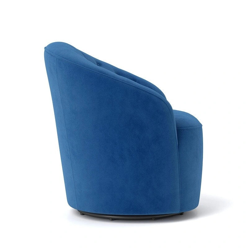Lot de 2 fauteuils tonneaux modernes pivotants à 360 degrés, revêtement en velours et dossier capitonné à boutons SEYNAR