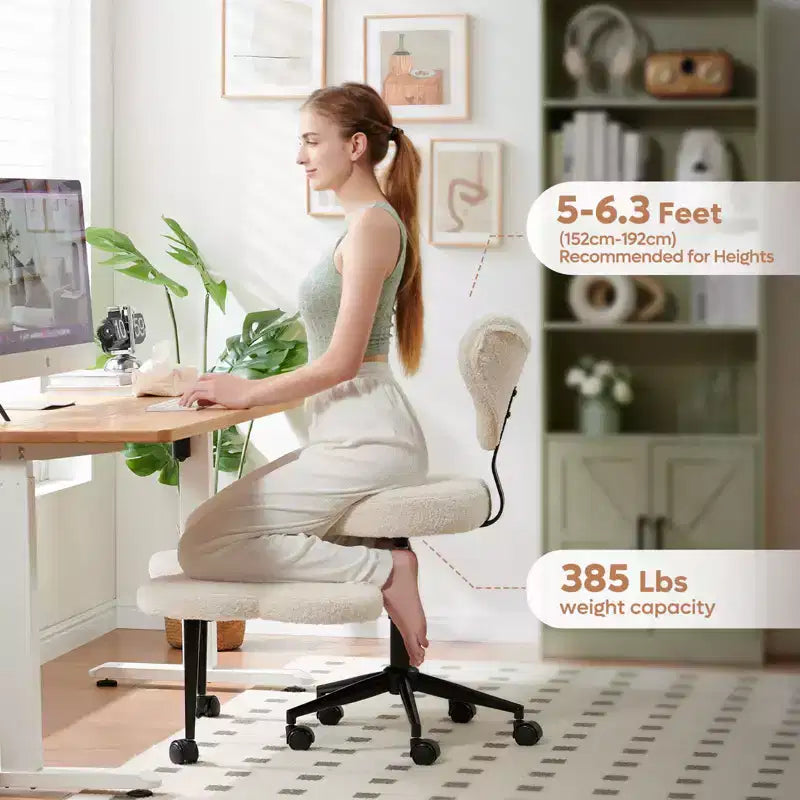 Ergonomiczne krzesło biurowe Pinmoco z siedziskiem na krzyż, regulacją wysokości, obrotem 360, podparciem lędźwiowym, do pracy i biura, dla osób z ADHD