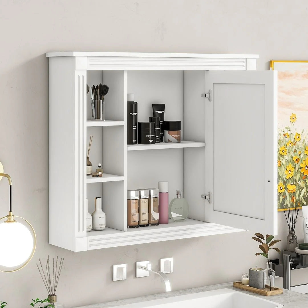 36'' Modern Bathroom Vanity with Top Sink and Mirror Cabinet,2 Doors and 2 Drawers