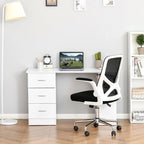 HOMCOM 47 modern bureau voor thuiswerkplek, combinatie van computerbureau en boekenkast, schrijftafel met werkplek, 3 laden en opbergplank - wit
