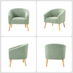Moderne Sheila-fauteuil van bouclé met een breedte van 30 W en poten van massief hout, set van 2, van HULALA HOME
