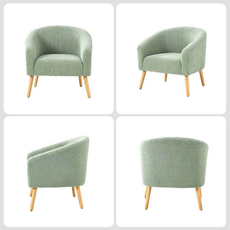 Moderne Sheila-fauteuil van bouclé met een breedte van 30 W en poten van massief hout, set van 2, van HULALA HOME