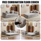 Convertible Floor Sofa Bed with Pillow Back Chenille Fabric for Living Room Bedroom
