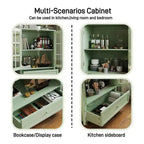 Storage Cabinets, Wooden Floor Cabinet with 1 Drawer and 2 Glass Doors, Farmhouse Sideboard Buffet Cabinet with Storage for Living Room