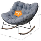 Grote schommelstoel voor op het terras, indoor-outdoor eivormige vrijhangende stoel met kussen, gestoffeerde moderne loungestoel voor tuin en achtertuin