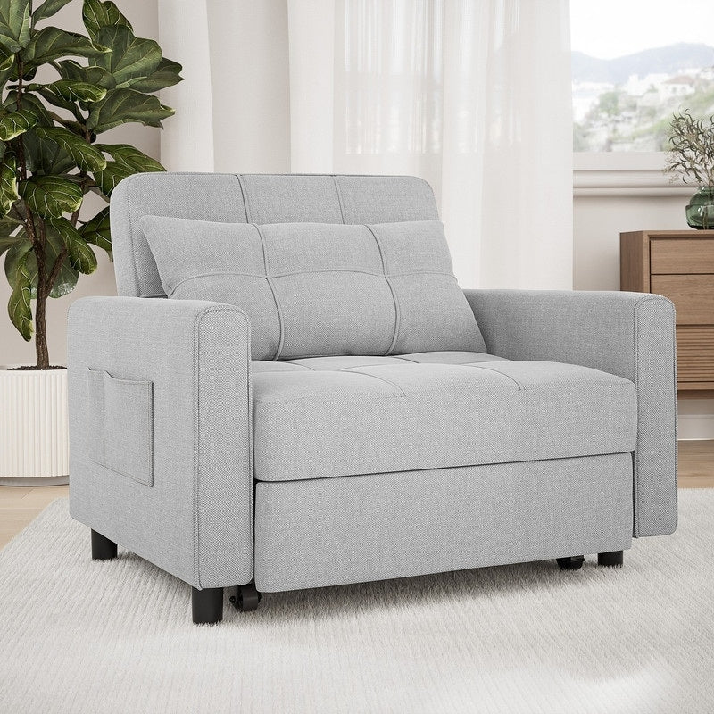 Canapé-lit convertible 3 en 1 avec réglage ajustable, fauteuil-canapé avec lit escamotable, lit pliant convertible pour le salon