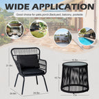 3-teiliges Outdoor-Bistroset aus Korbgeflecht, wetterfeste Rattan-Gartenmöbel mit Stühlen und Kissen