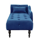 Moderne Chaiselongue, 60.6, mit Samtbezug, Knopfheftung, Beinen aus Massivholz und Ziernägeln
