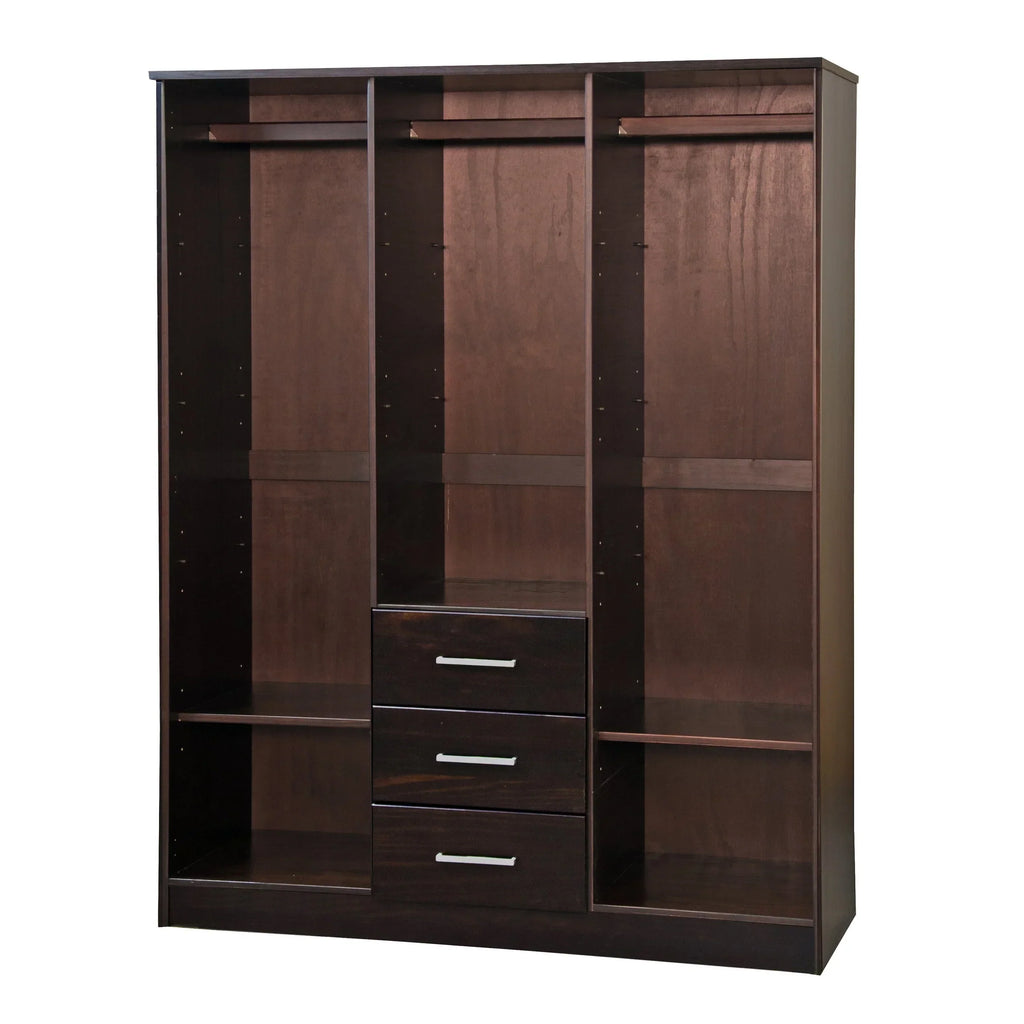 Palace Imports Cosmo-kledingkast met 3 deuren van 100% massief hout, met deuren van massief hout of spiegeldeuren