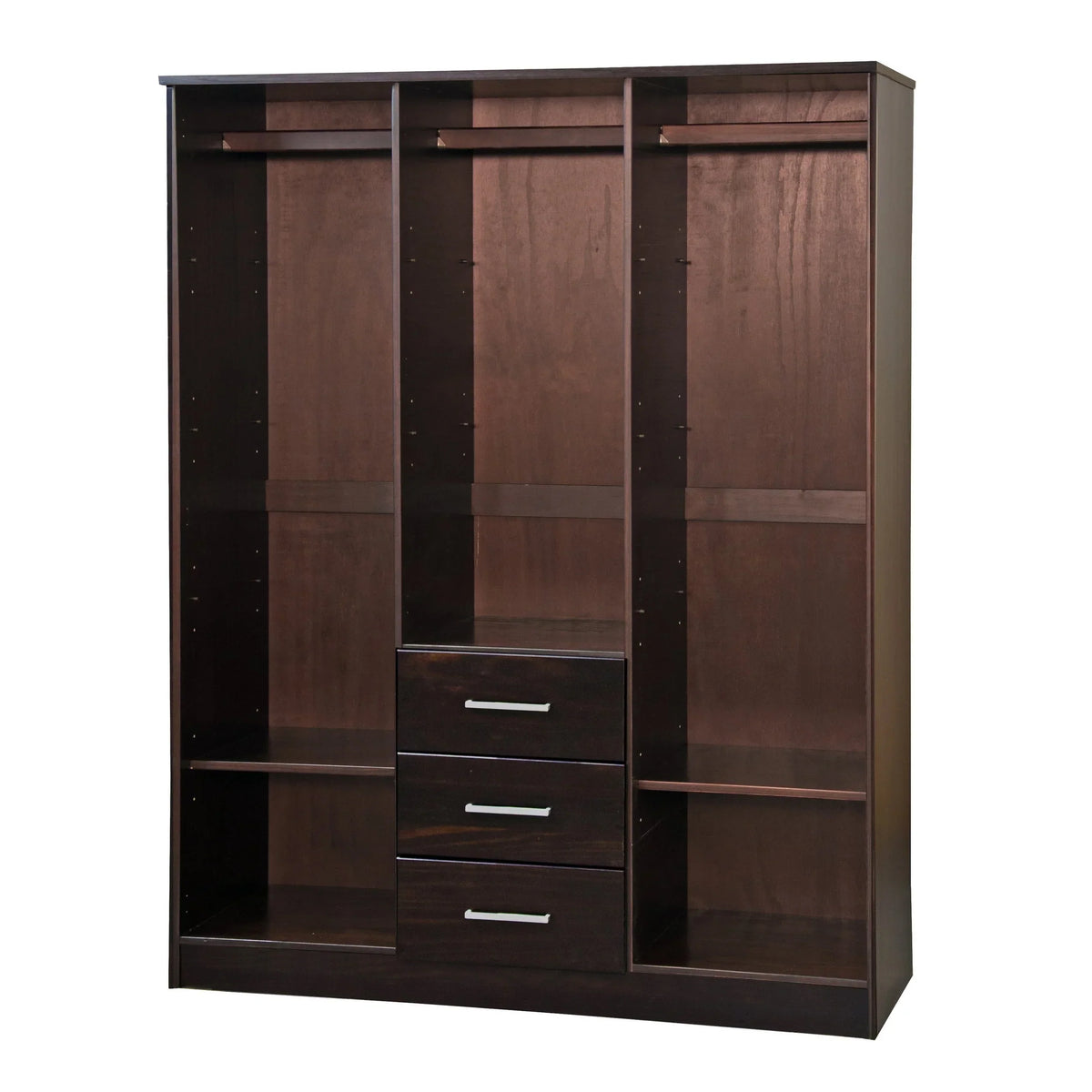 Palace Imports Cosmo-kledingkast met 3 deuren van 100% massief hout, met deuren van massief hout of spiegeldeuren