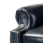 2er-Set moderner Ohrensessel aus Echtleder Elisabete mit Vintage-Nagelkopfverzierung für Wohnzimmer und Schlafzimmer| ART OF LIVING DESIGNS