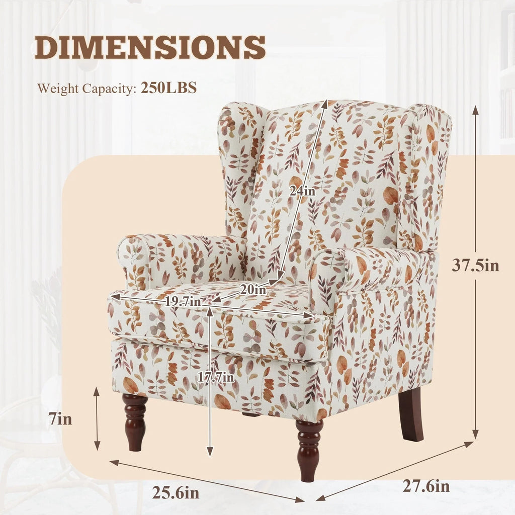 Erommy moderne fauteuil, fauteuil met hoge rugleuning, gestoffeerde eenzitsbank met knopen en houten poten voor de woonkamer