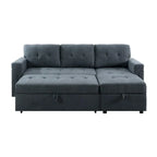 Canapé d’angle convertible et réversible avec lit escamotable, méridienne avec rangement dissimulé et pieds robustes