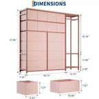 Kommode mit 16 Schubladen, Kleiderstange und Regalen, Stoff-Aufbewahrungsorganizer für Schlafzimmer, Kleiderschrank oder Eingangsbereich