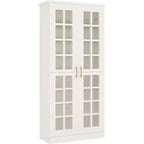 Hoge schoenenkast van Lantine met deuren, schoenenopbergruimte met 8 niveaus en verstelbare planken, moderne schoenenkast voor hal, kledingkast of woonkamer, wit