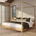 Harbor hemelbed voor kingsize bedden met gestoffeerd hoofdbord, blond/Swiss Coffee (MD2411-01)