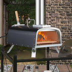 Multibrandstof-pizzaoven voor buiten, voor steenovenpizza, met gasbrander en houtbox - 12 inch