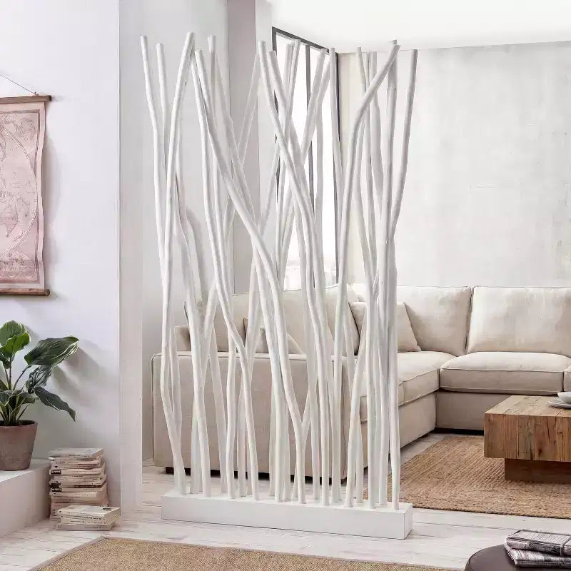 JONATHAN Y Tranquil, 39W x 68H, handgefertigter Raumteiler aus Teakzweigen im Küsten-Boho-Stil, einteilig