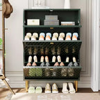 CLIHOME 24 Pair Entryway Shoe Storage Organizer Cabinet Flip Drawers Closet Shoe Rack Shelf Organizer