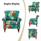 Araceli traditionele houten fauteuil met bloemenstof, hoge rugleuning met vleugels en siernagels| ART OF LIVING DESIGNS