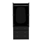 Armoire moderne à deux portes de 19 avec 3 tiroirs et 1 tringle à vêtements pour chambre