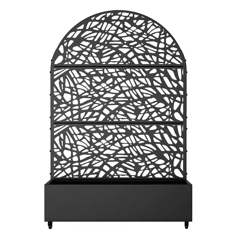 Jardinière arquée noire en fer MAYEERTY 72x47 avec treillis, ensemble de 3 pièces, écran décoratif de jardin pour terrasse et balcon