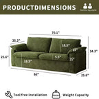 Dyonery 86 Cloud 2-Sitzer-Sofa, tiefe Sitzfläche und breite Armlehnenkissen, stabiler Rahmen, atmungsaktives ergonomisches Design