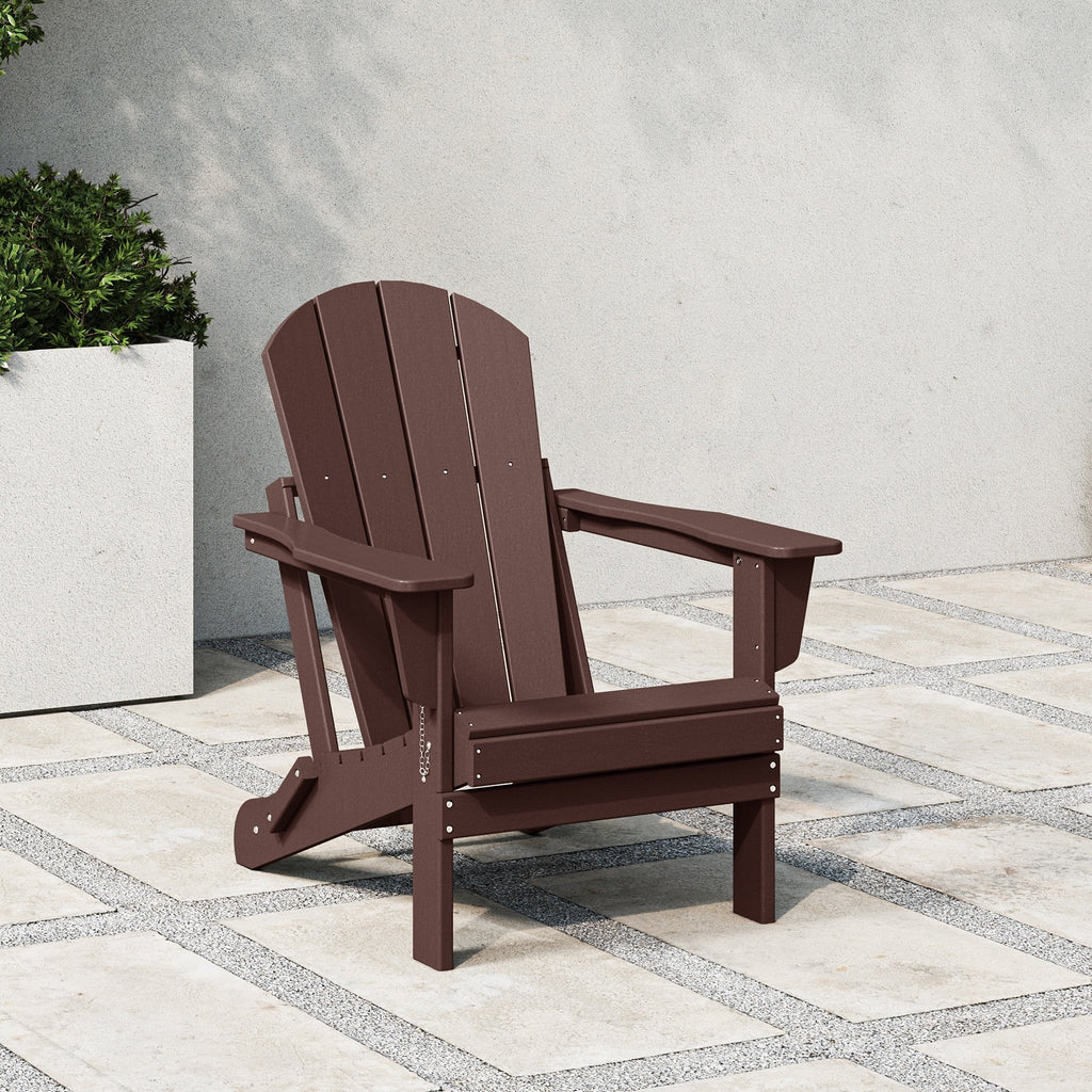 Polytrends Laguna, kleurvaste, weerbestendige, inklapbare Adirondackstoel voor buiten op het terras