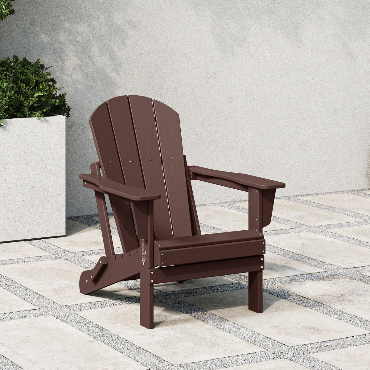 Polytrends Laguna, kleurvaste, weerbestendige, inklapbare Adirondackstoel voor buiten op het terras