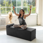 Avana Kami verstelbare chaise longue / voor yoga en massage - 2-in-1 poef met verborgen uitklapbare yogaloungestoel, microfluweel - N/A
