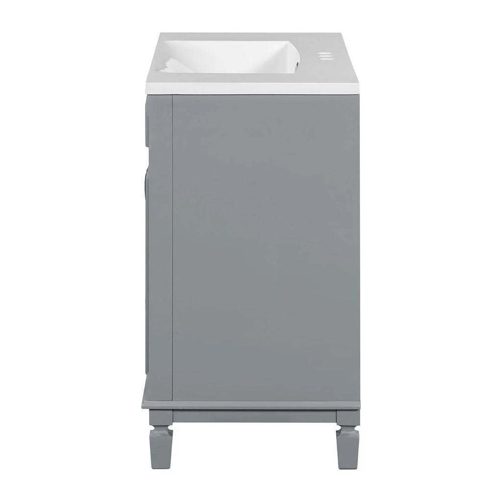 36'' Modern Bathroom Vanity with Top Sink and Mirror Cabinet,2 Doors and 2 Drawers