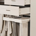 Armoire d’angle avec 2 tringles à vêtements, porte-pantalons et rangement à chaussures