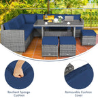 Costway 7-delige diningset van rotan voor het terras, modulaire bank, sofa en voetenbank - bekijk de details