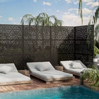 MAYEERTY Raumteiler mit Francis-Reismuster, schwarzes verzinktes Blech, 72x47x2in, 3-teiliges Set, 3-teiliges Set