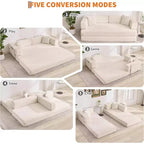 Rozkładana sofa 5 w 1, modułowa sofa do spania z sztruksu o szerokości 78.8 i solidnym stelażu, wielofunkcyjny futon do małych pomieszczeń, salonu i pokoju gościnnego