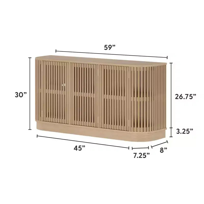 Plank+Beam Contour Sideboard aus Massivholz mit 3 Türen, 59-TV-Ständer fürs Wohnzimmer