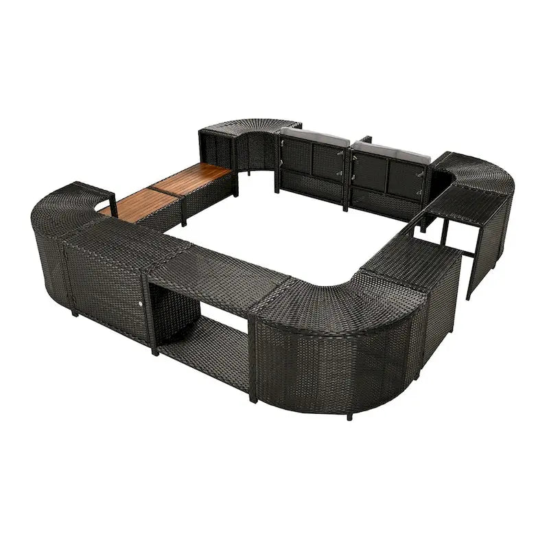 Spa Surround Spa-frame, vierkante modulaire loungeset voor buiten van rotan