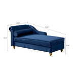 Elegante Franse chaise longue met fluwelen bekleding, opbergruimte en een kussen