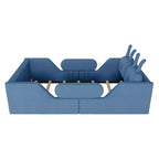Lit plateforme simple Whisen, cadre de lit rembourré pour enfant au ras du sol avec coussin lapin et barrières latérales amovibles