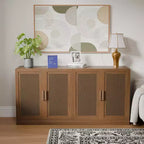 3er-Set Sideboards mit Rattan-Türen und verstellbaren Einlegeböden - 93Lx31H